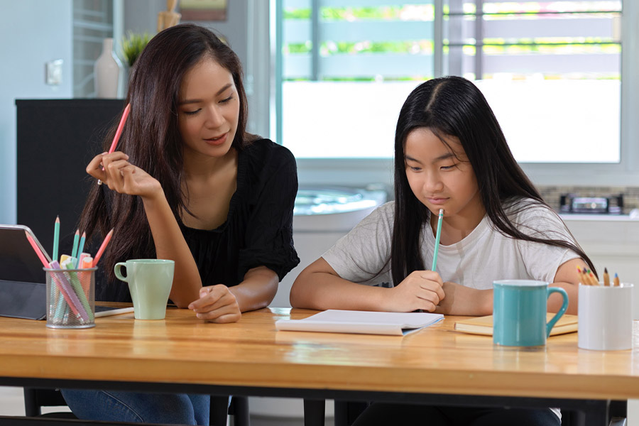 student and tutor together at a desk in Hillsboro